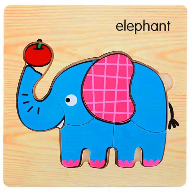 3D Wooden Puzzle Jigsaw Toys For Children Wood 3d Cartoon Animal  Puzzles Intelligence Kids Early Educational Toys for children