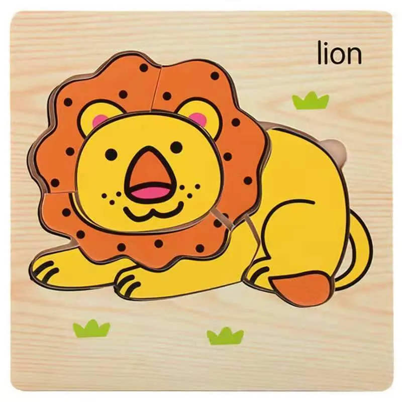 3D Wooden Puzzle Jigsaw Toys For Children Wood 3d Cartoon Animal  Puzzles Intelligence Kids Early Educational Toys for children