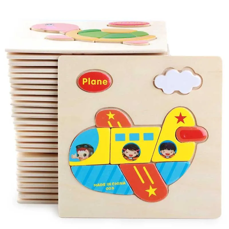 3D Wooden Puzzle Jigsaw Toys For Children Wood 3d Cartoon Animal  Puzzles Intelligence Kids Early Educational Toys for children