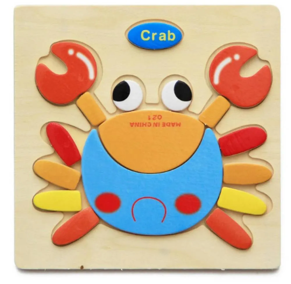 3D Wooden Puzzle Jigsaw Toys For Children Wood 3d Cartoon Animal  Puzzles Intelligence Kids Early Educational Toys for children