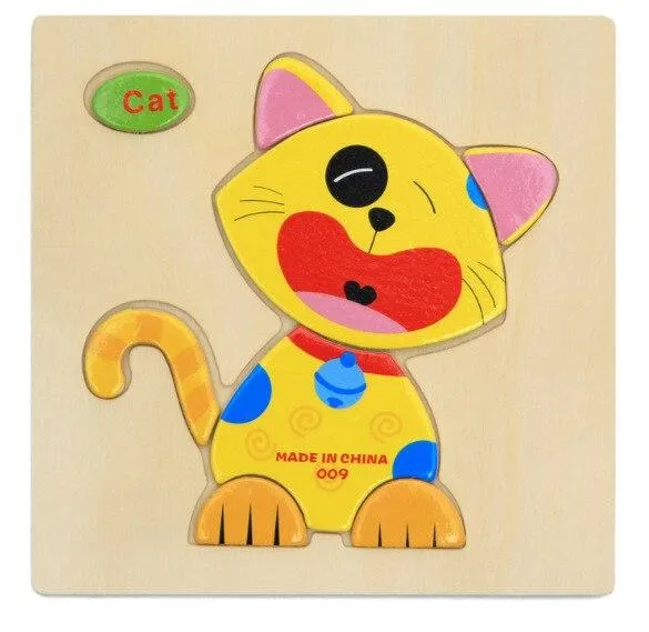 3D Wooden Puzzle Jigsaw Toys For Children Wood 3d Cartoon Animal  Puzzles Intelligence Kids Early Educational Toys for children