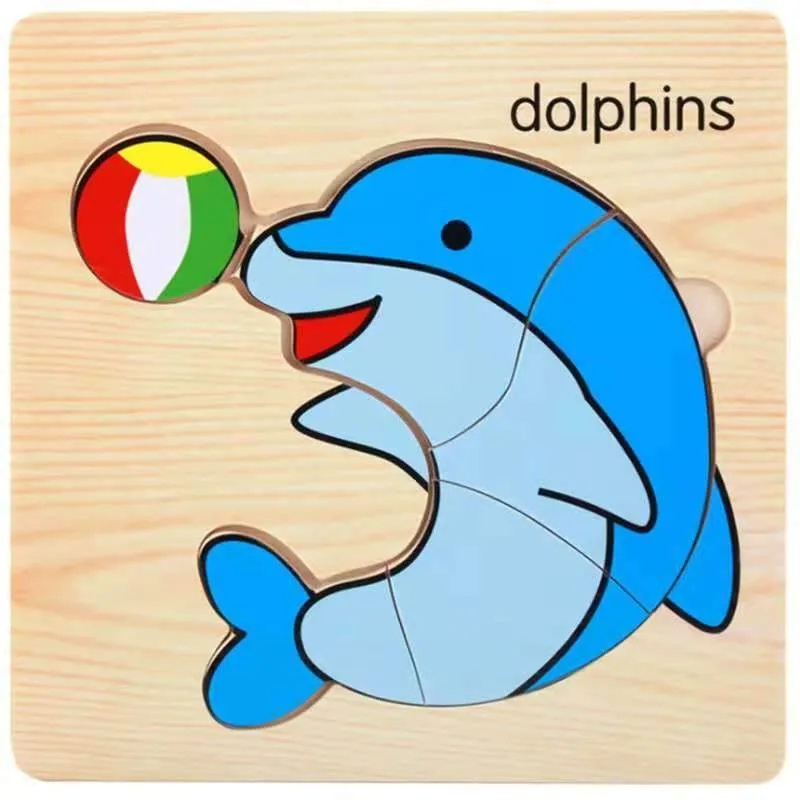 3D Wooden Puzzle Jigsaw Toys For Children Wood 3d Cartoon Animal  Puzzles Intelligence Kids Early Educational Toys for children