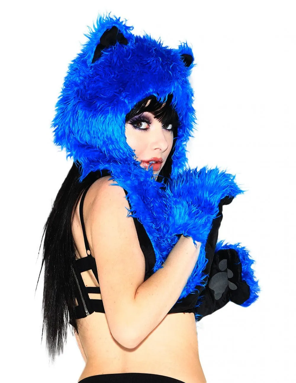 Blue Furry Hood