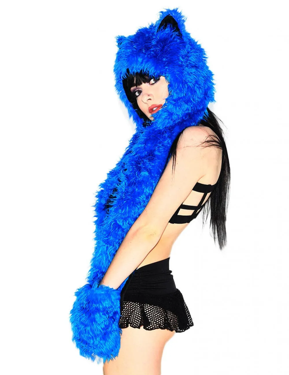 Blue Furry Hood