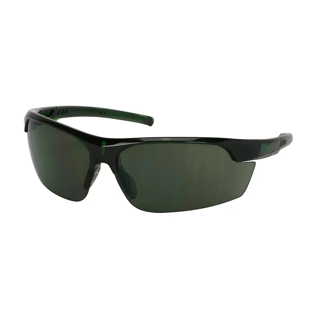 Bouton Optical 250-58-0521 Semi-Rimless Safety Glasses with Green Frame, Green Lens and FogLess 3Sixty Coating