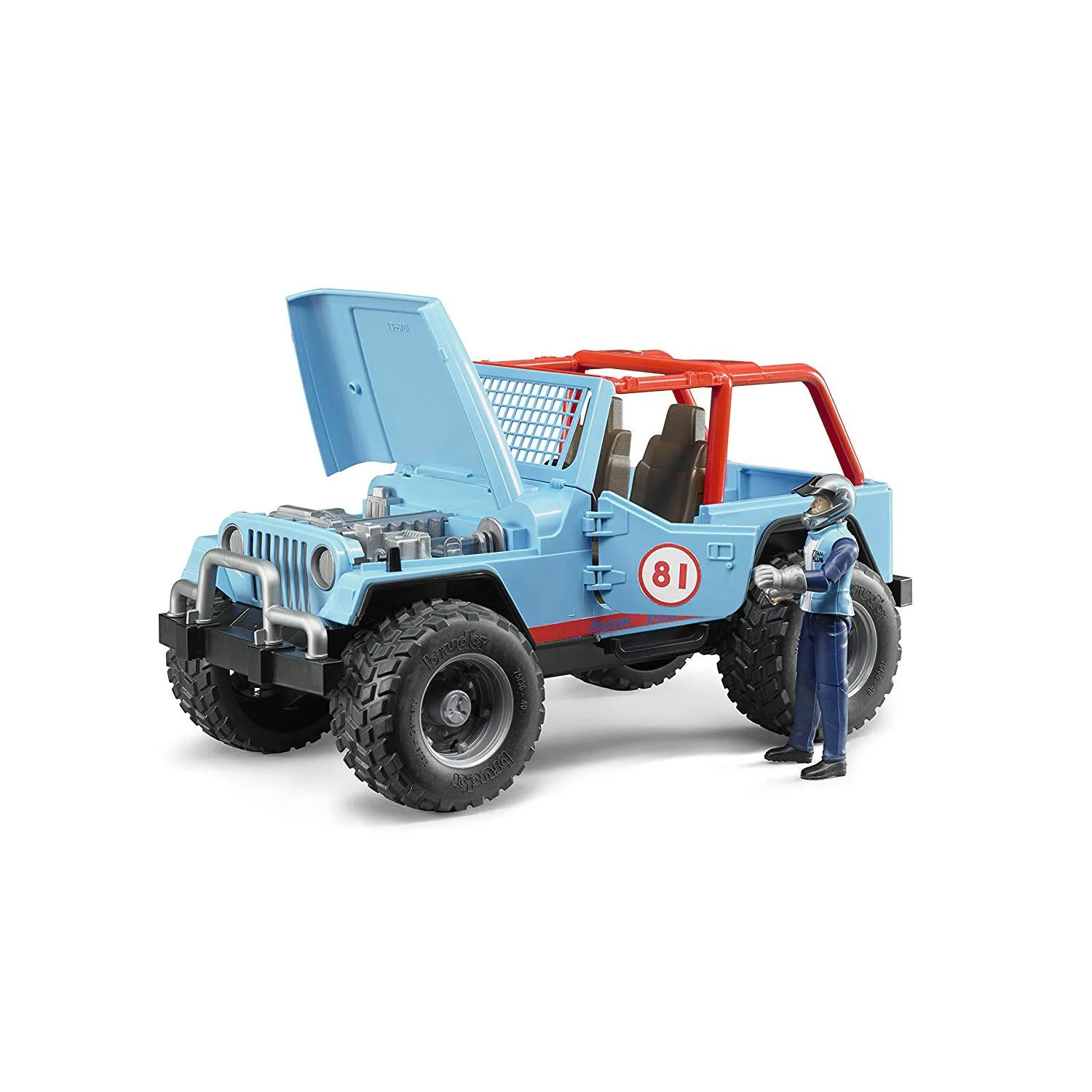 Bruder Jeep Cross Country Off Road Racer in Blue with Driver Action Figure