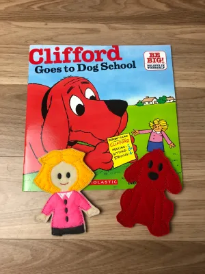 Clifford goes to School Book  and Finger Puppet Set