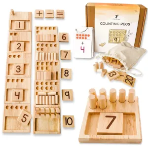 Counting Pegs Ten Frame Math Toy Set with Addition & Subtraction Flashcards