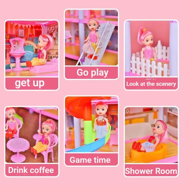 DIY 3-Floors Dream Doll House Play Set