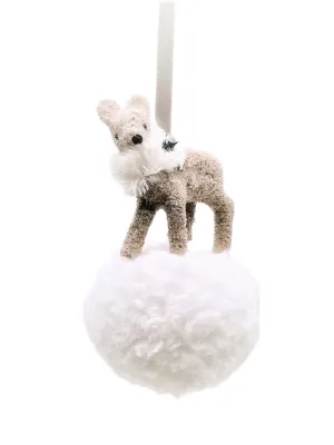 Fawn on Pouf Ornament - Fawn, Sherpa Fur