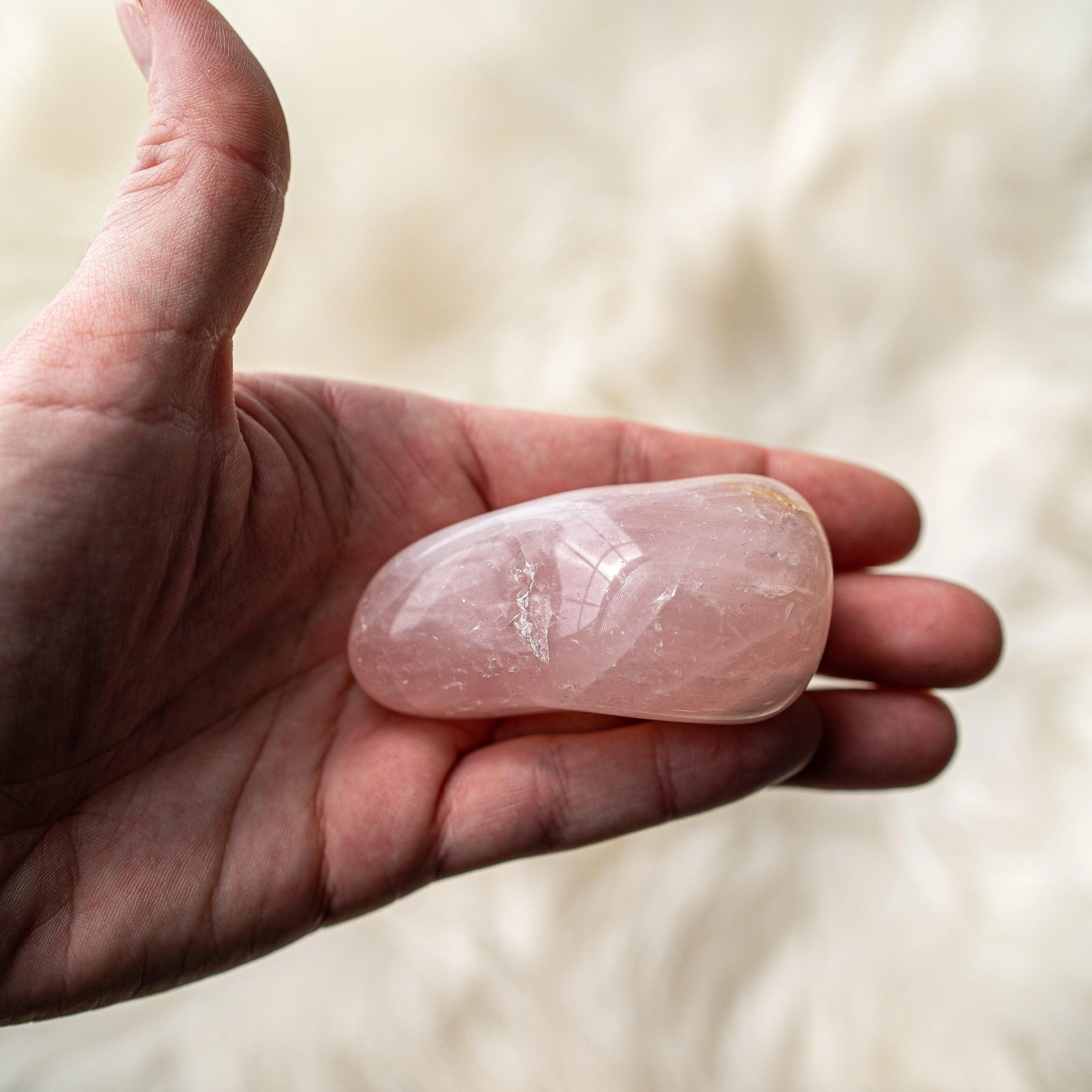 Gentle Pink Rose Quartz B Grade from Brazil~ Large Hand Held Palm Stone