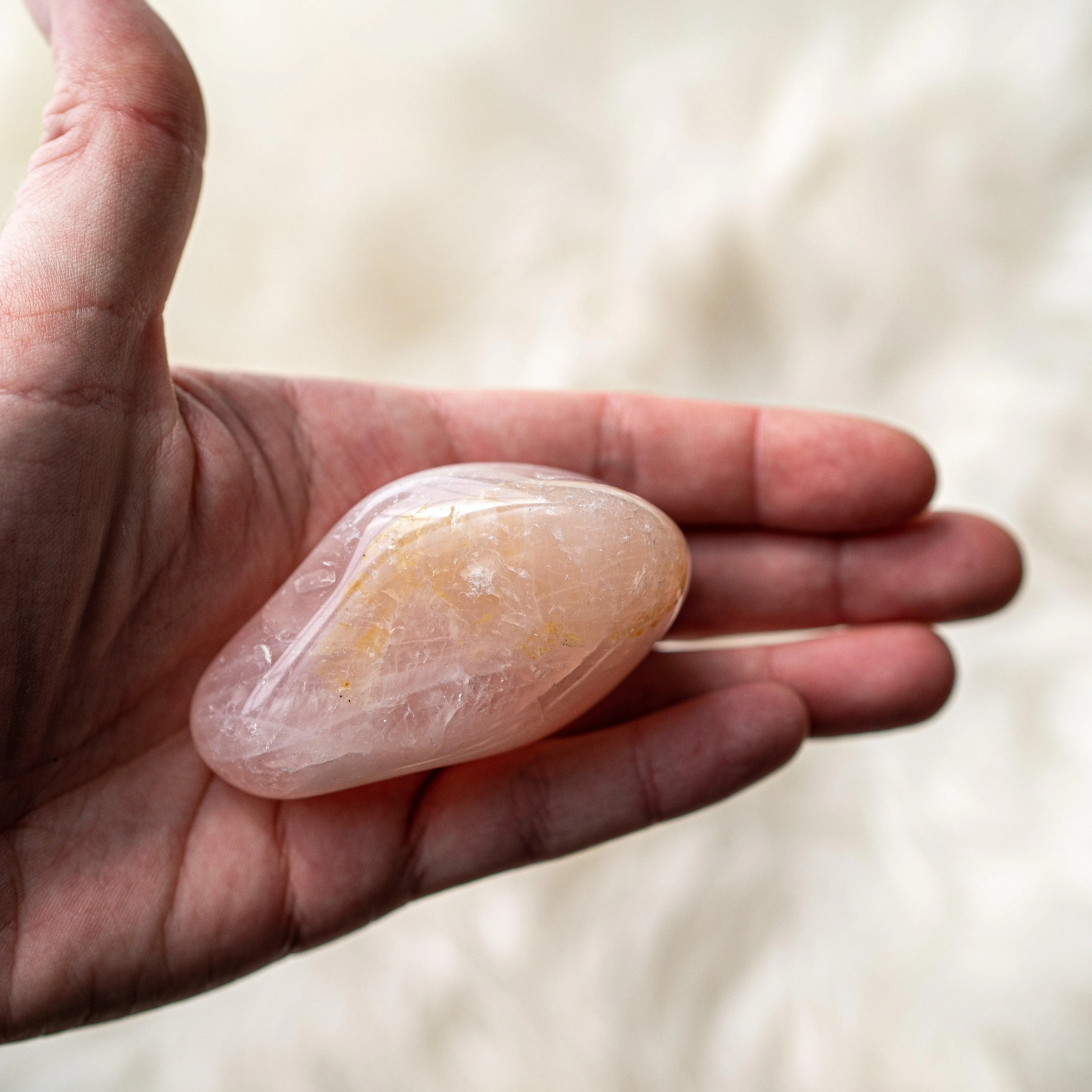 Gentle Pink Rose Quartz B Grade from Brazil~ Large Hand Held Palm Stone