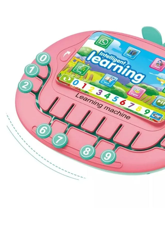 Multifunctional Tablet Learning Machine, Interactive Educational Toy with Letters, Numbers, Music, Story Telling, and more, Modern math learning machine toy apple shape for Toddlers