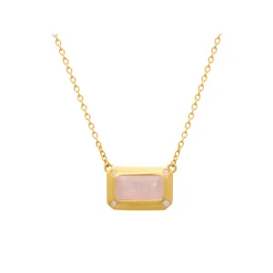 MURKANI Rose Quartz & White Topaz Pendant Necklace GOLD