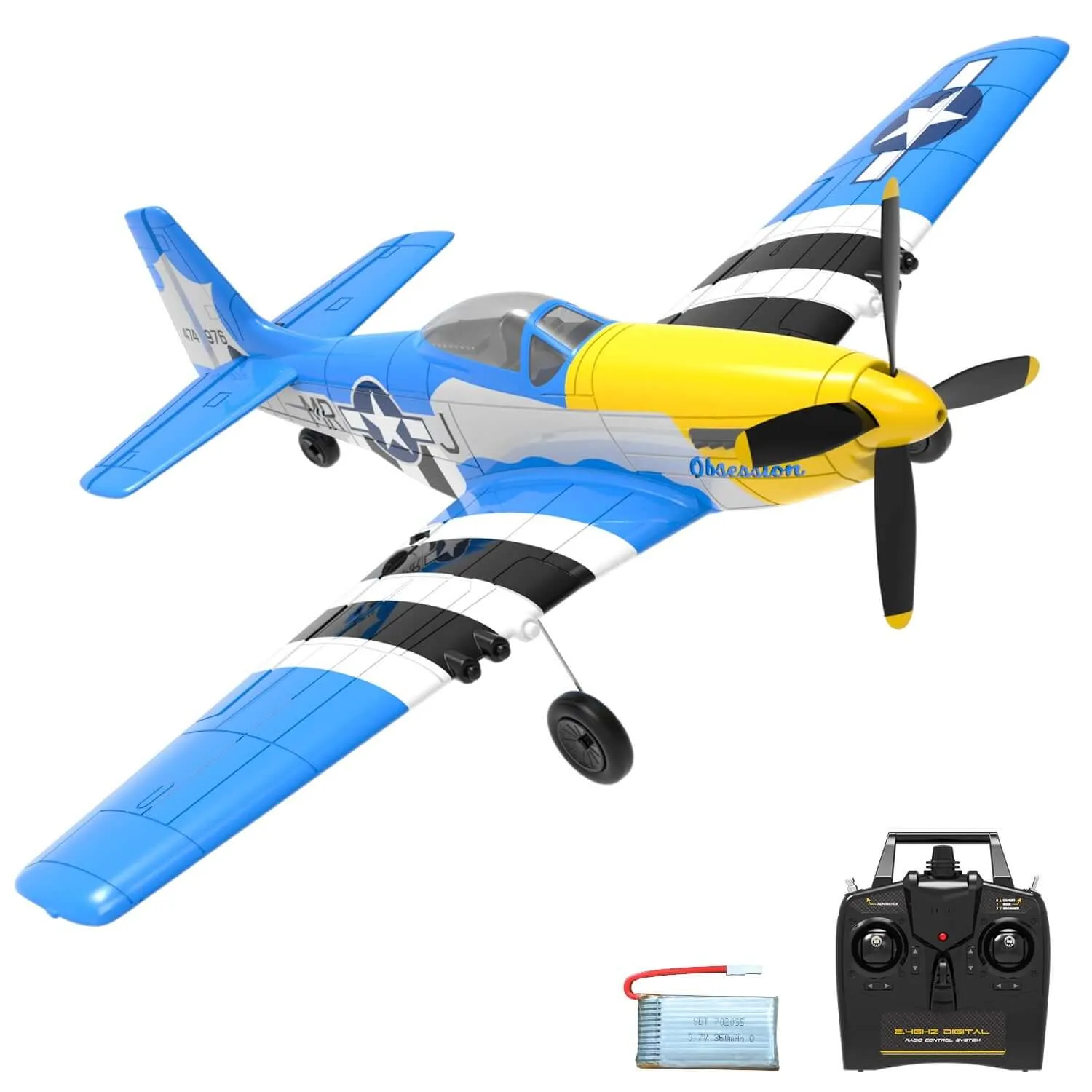 P51D Mustang EPP Warbird RC Glider - Durable, Beginner-Friendly