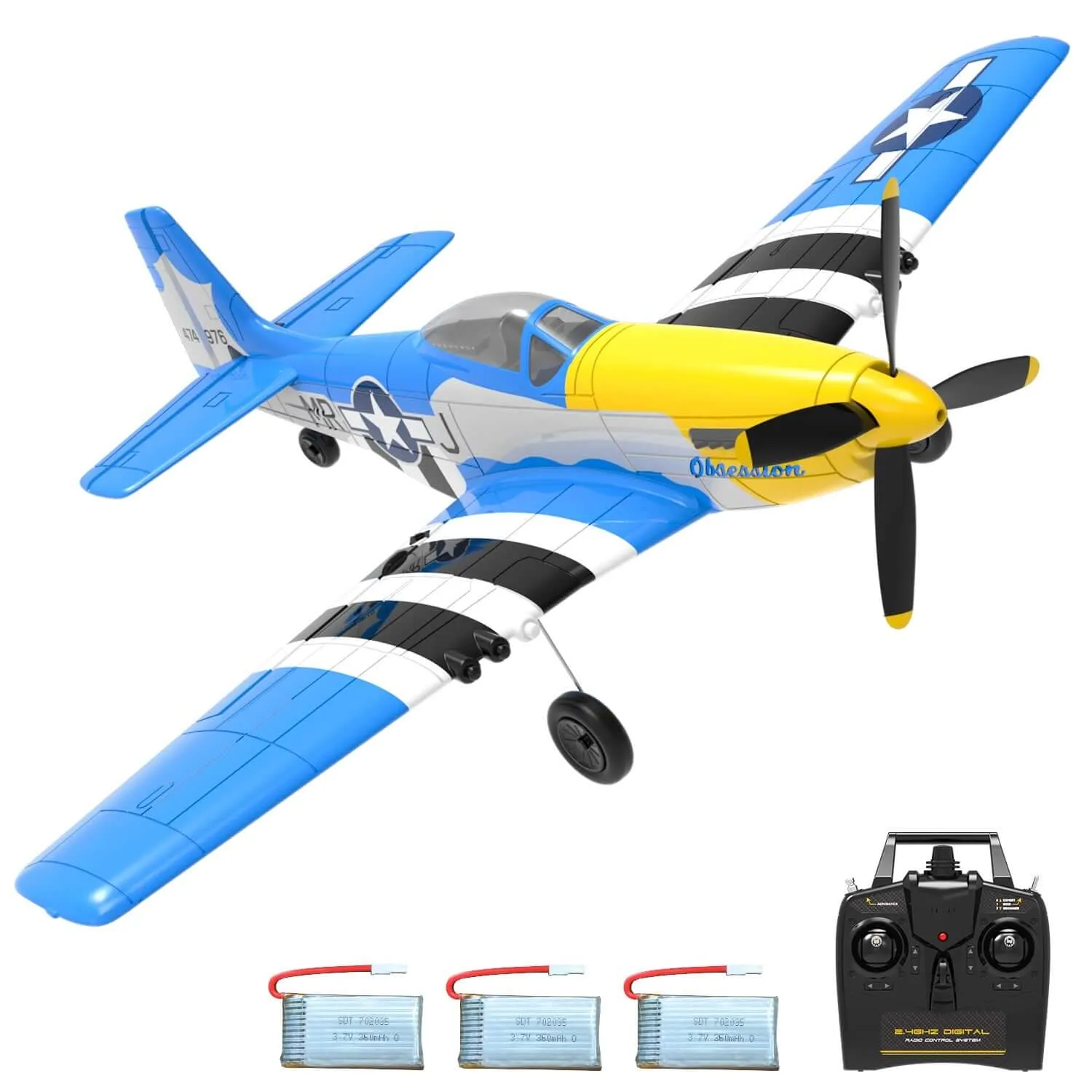 P51D Mustang EPP Warbird RC Glider - Durable, Beginner-Friendly