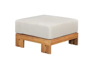 Paradiso Outdoor Solid Teak Wood Ottoman - Gray fabric