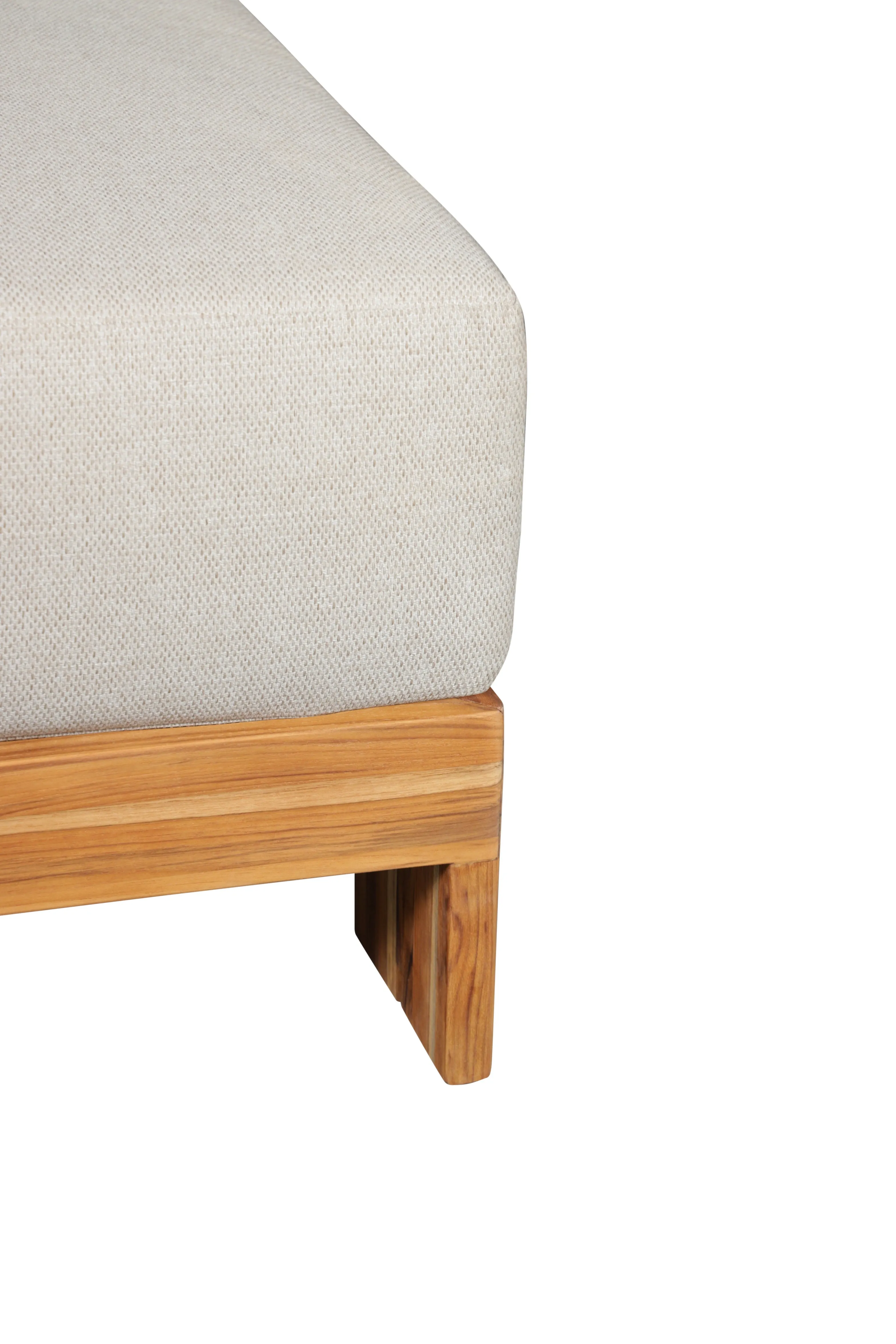 Paradiso Outdoor Solid Teak Wood Ottoman - Gray fabric