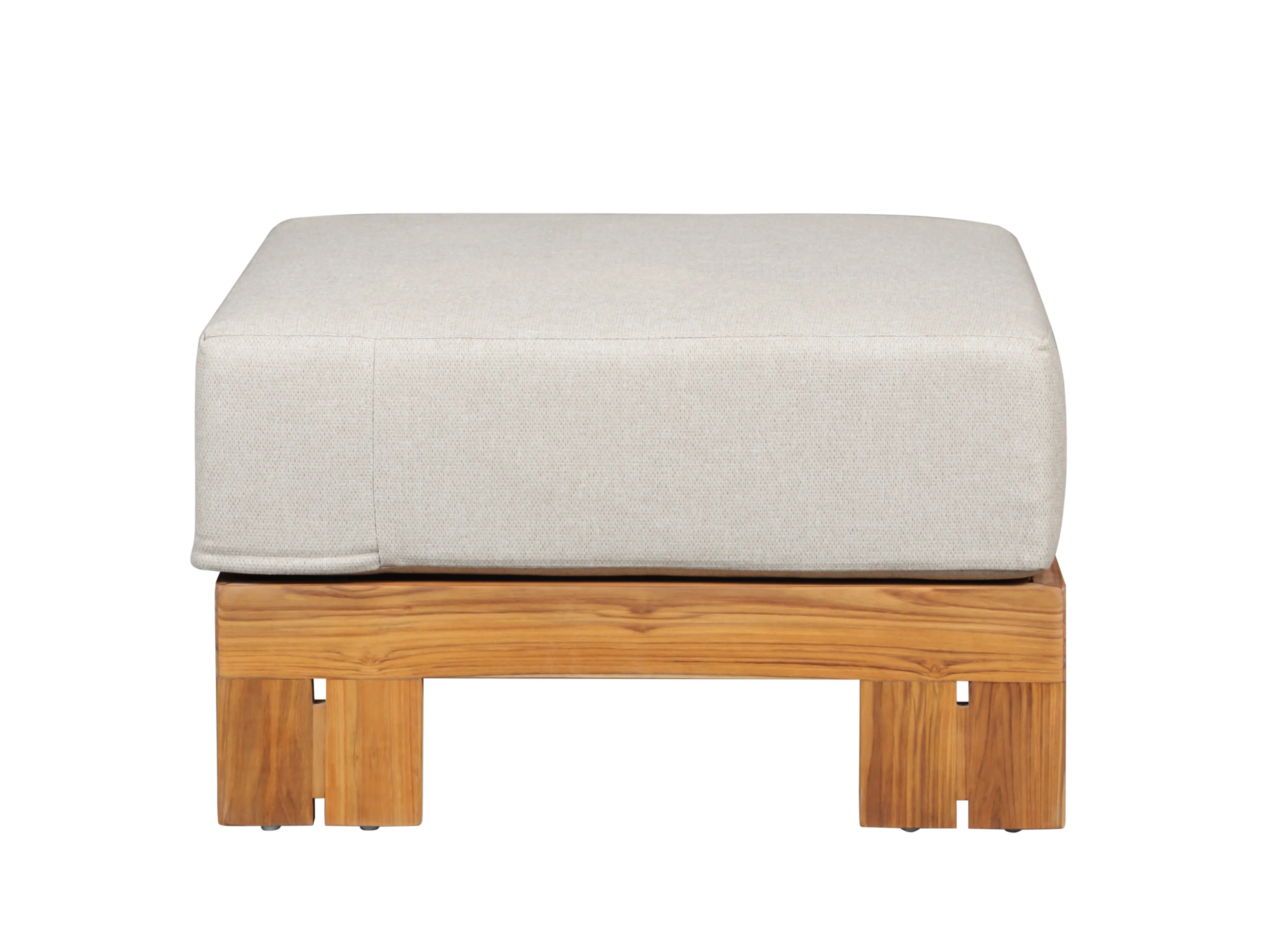 Paradiso Outdoor Solid Teak Wood Ottoman - Gray fabric