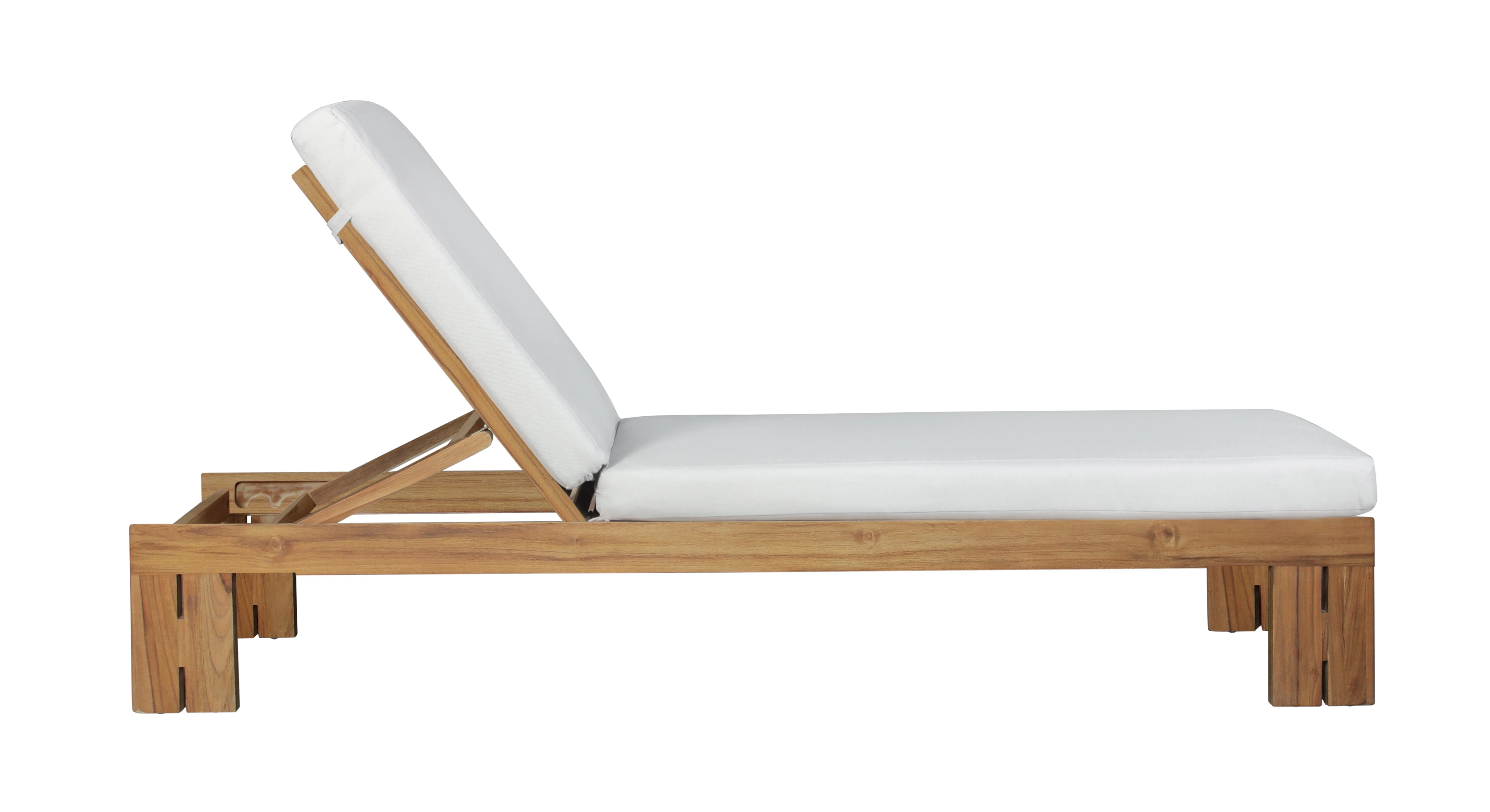 Paradiso Outdoor Teak Chaise - Light Gray Fabric