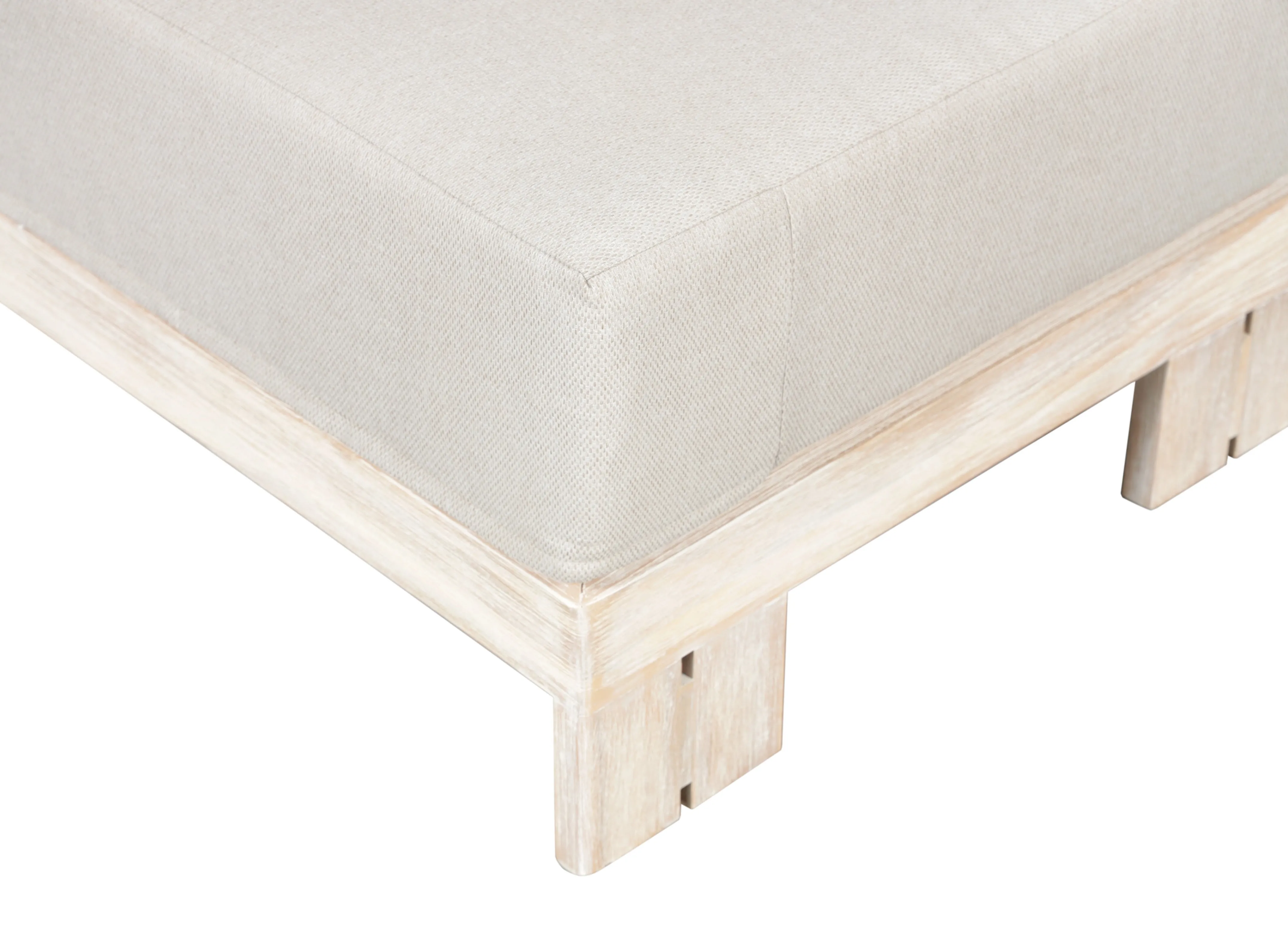 Paradiso Outdoor Teak Natural Look Ottoman - Gray Fabric