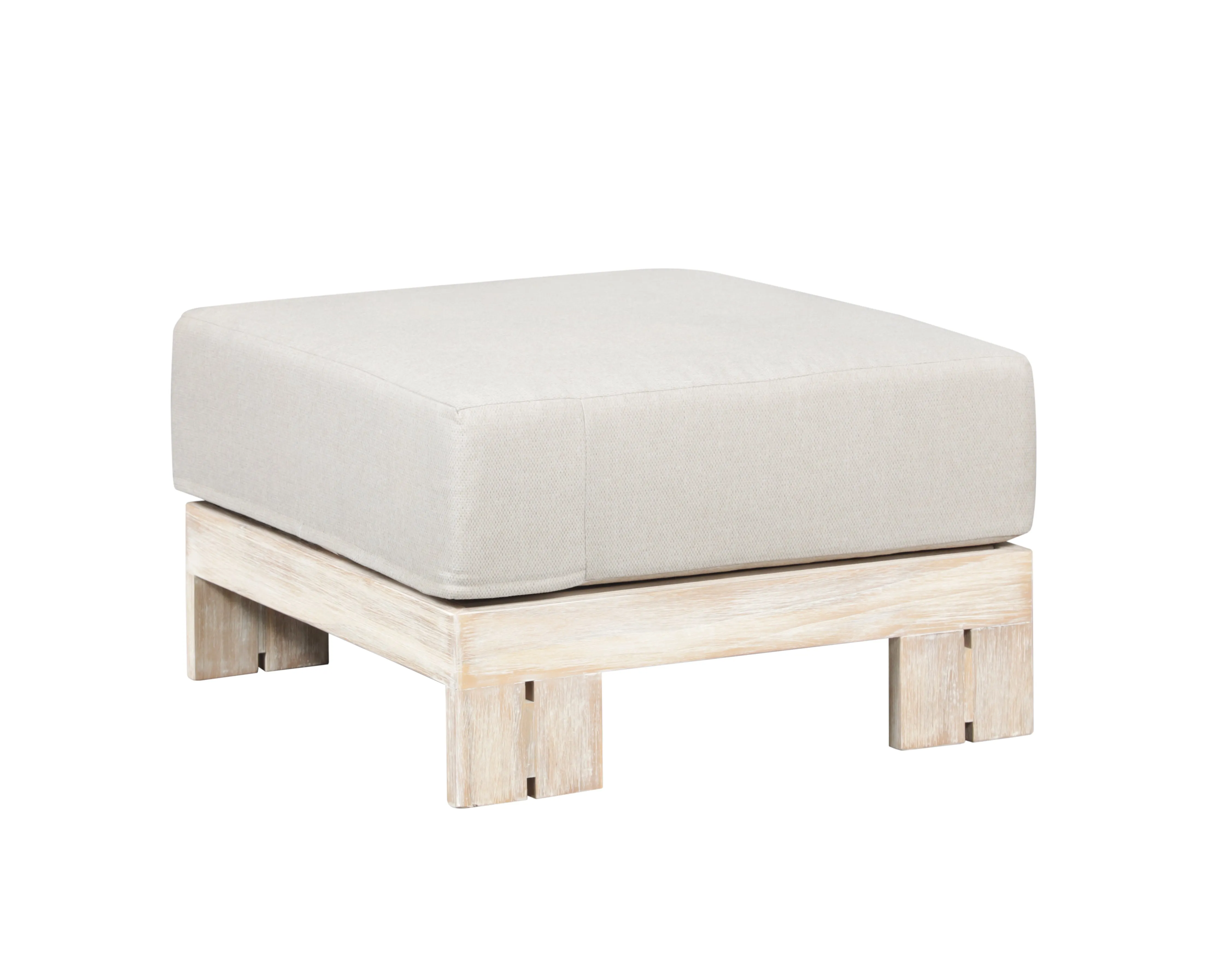 Paradiso Outdoor Teak Natural Look Ottoman - Gray Fabric