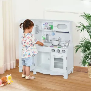 Qaba Large Kids Kitchen Playset With Telephone, Water Dispenser Simulation Cooking Set