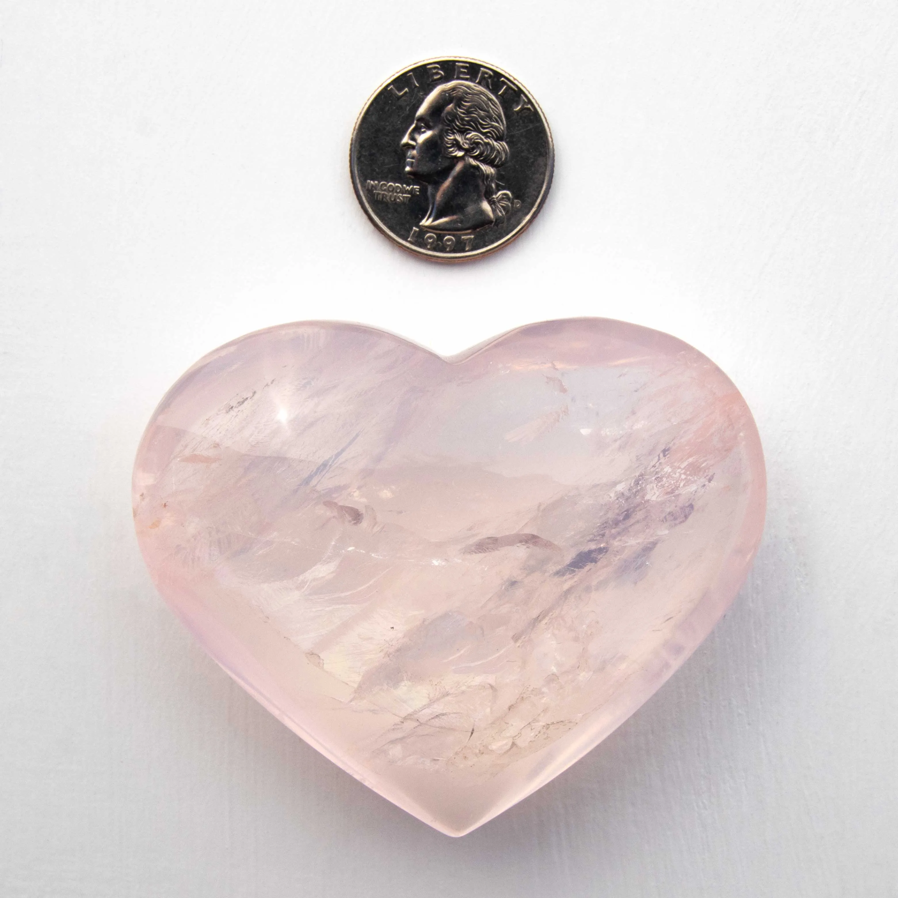 Rose Quartz - Heart, A- Grade, Polished