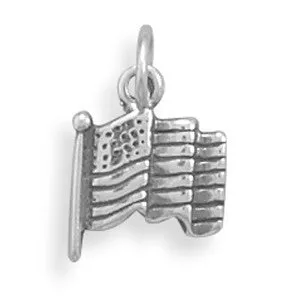 Small Oxidized American Flag Charm