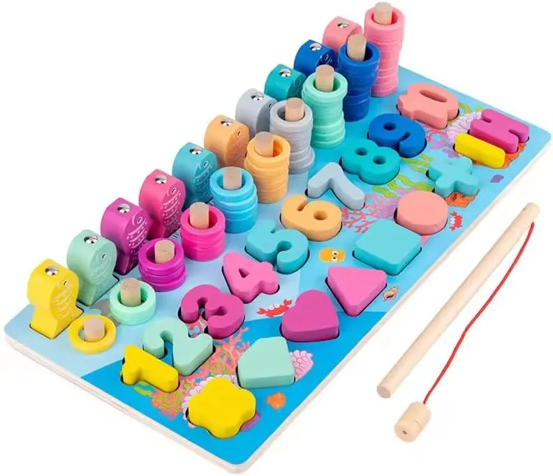 Wooden 5in1 Fishing Learning Log Board - 803