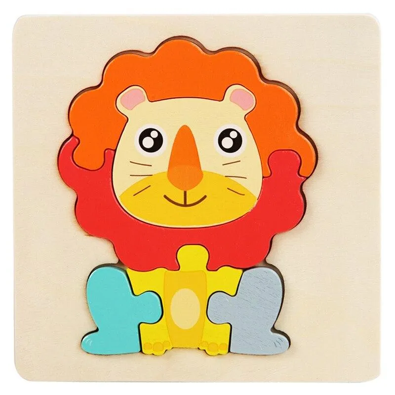 Wooden Toys 3D Puzzle Jigsaw BoardToys for Children Kids Baby Early Educational Brain Teaser Animal Cartoon Puzzle