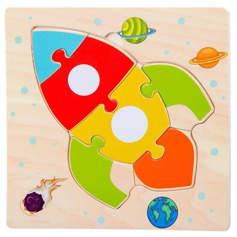 Wooden Toys 3D Puzzle Jigsaw BoardToys for Children Kids Baby Early Educational Brain Teaser Animal Cartoon Puzzle