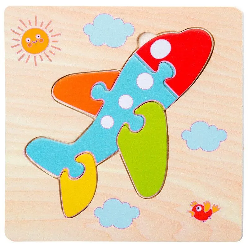 Wooden Toys 3D Puzzle Jigsaw BoardToys for Children Kids Baby Early Educational Brain Teaser Animal Cartoon Puzzle