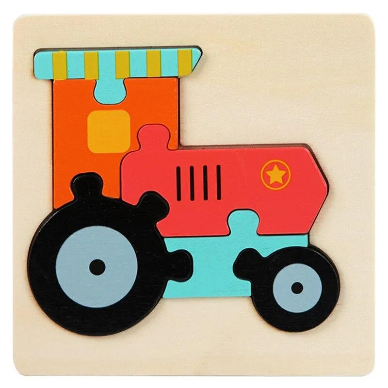 Wooden Toys 3D Puzzle Jigsaw BoardToys for Children Kids Baby Early Educational Brain Teaser Animal Cartoon Puzzle