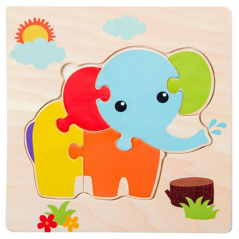 Wooden Toys 3D Puzzle Jigsaw BoardToys for Children Kids Baby Early Educational Brain Teaser Animal Cartoon Puzzle