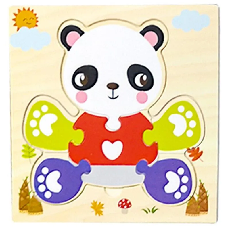 Wooden Toys 3D Puzzle Jigsaw BoardToys for Children Kids Baby Early Educational Brain Teaser Animal Cartoon Puzzle