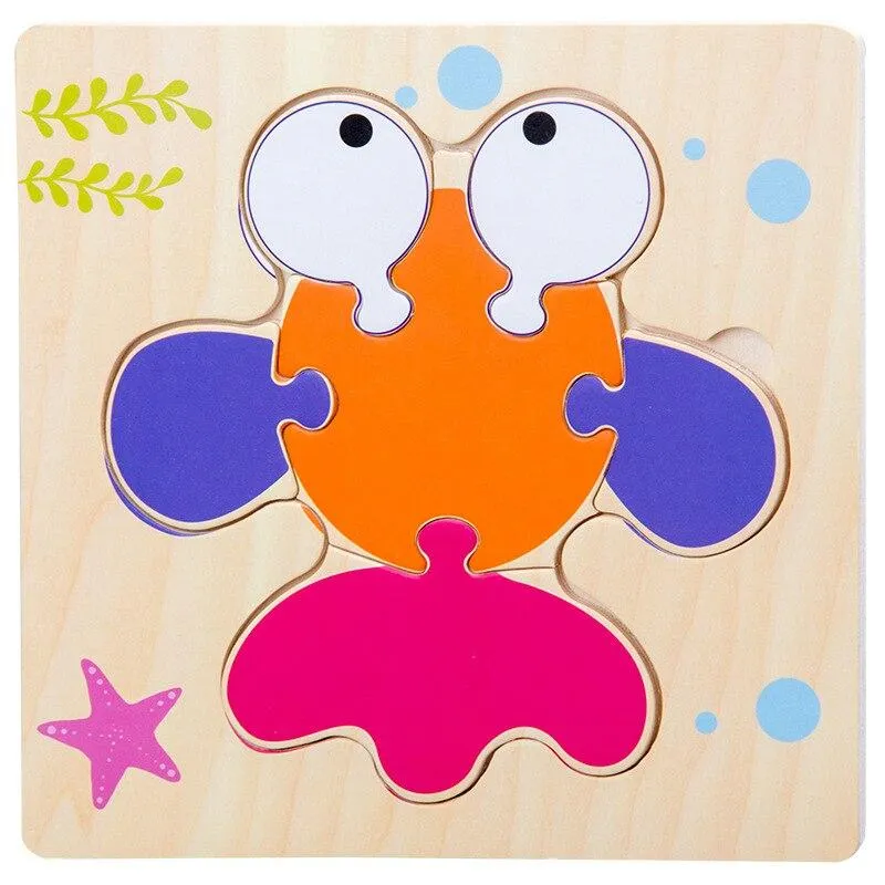 Wooden Toys 3D Puzzle Jigsaw BoardToys for Children Kids Baby Early Educational Brain Teaser Animal Cartoon Puzzle